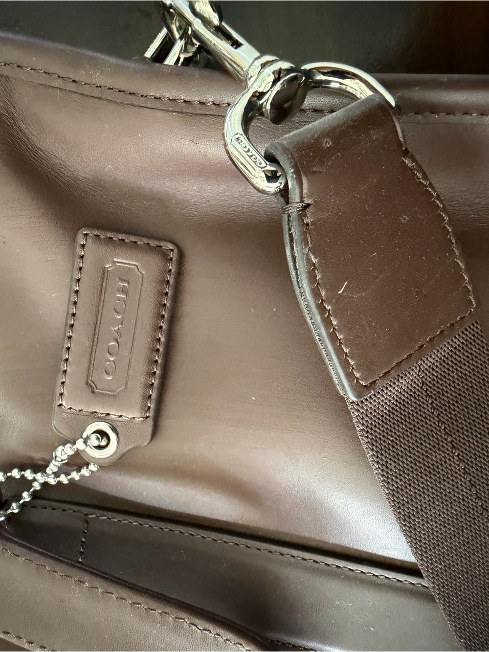 Coach Brown Leather Two-Handle Briefcase with Luggage Tag - Picture 6 of 6
